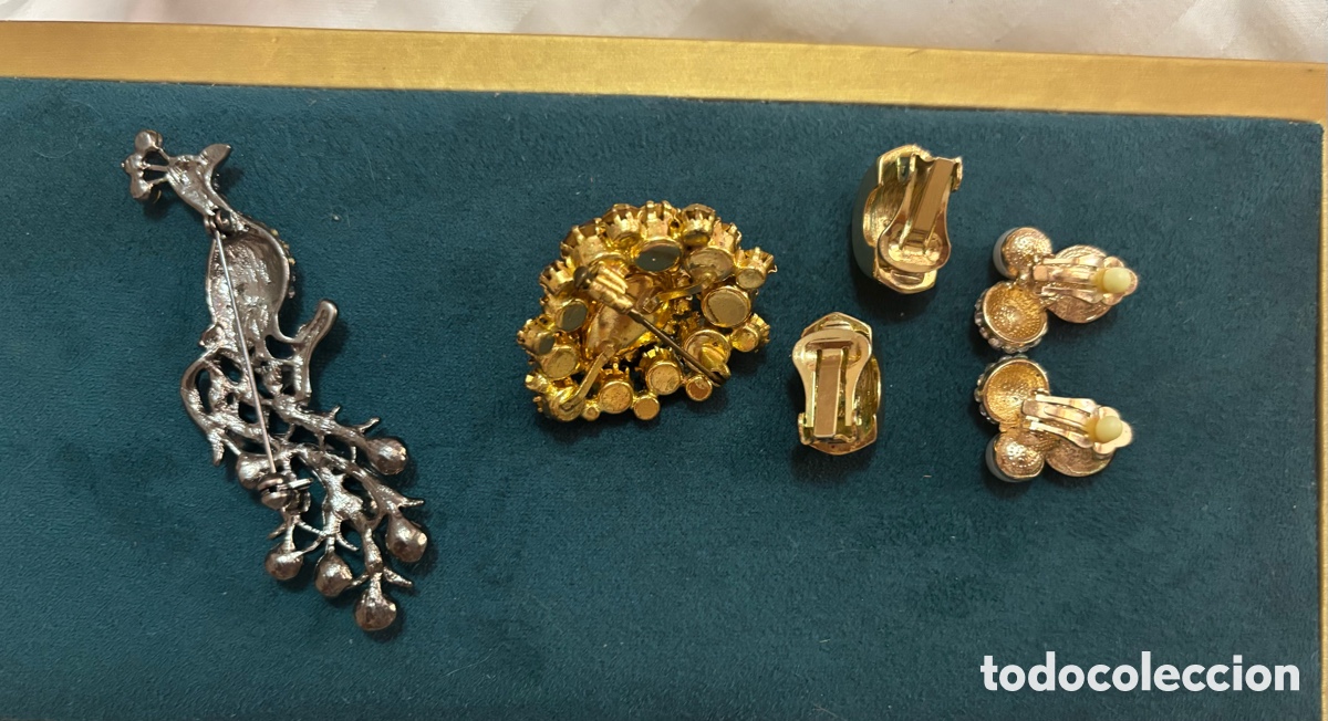 Joyeria: Lote dos pares pendientes y dos broches - Foto 2