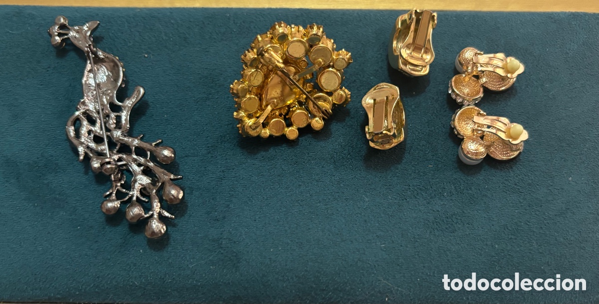 Joyeria: Lote dos pares pendientes y dos broches - Foto 3
