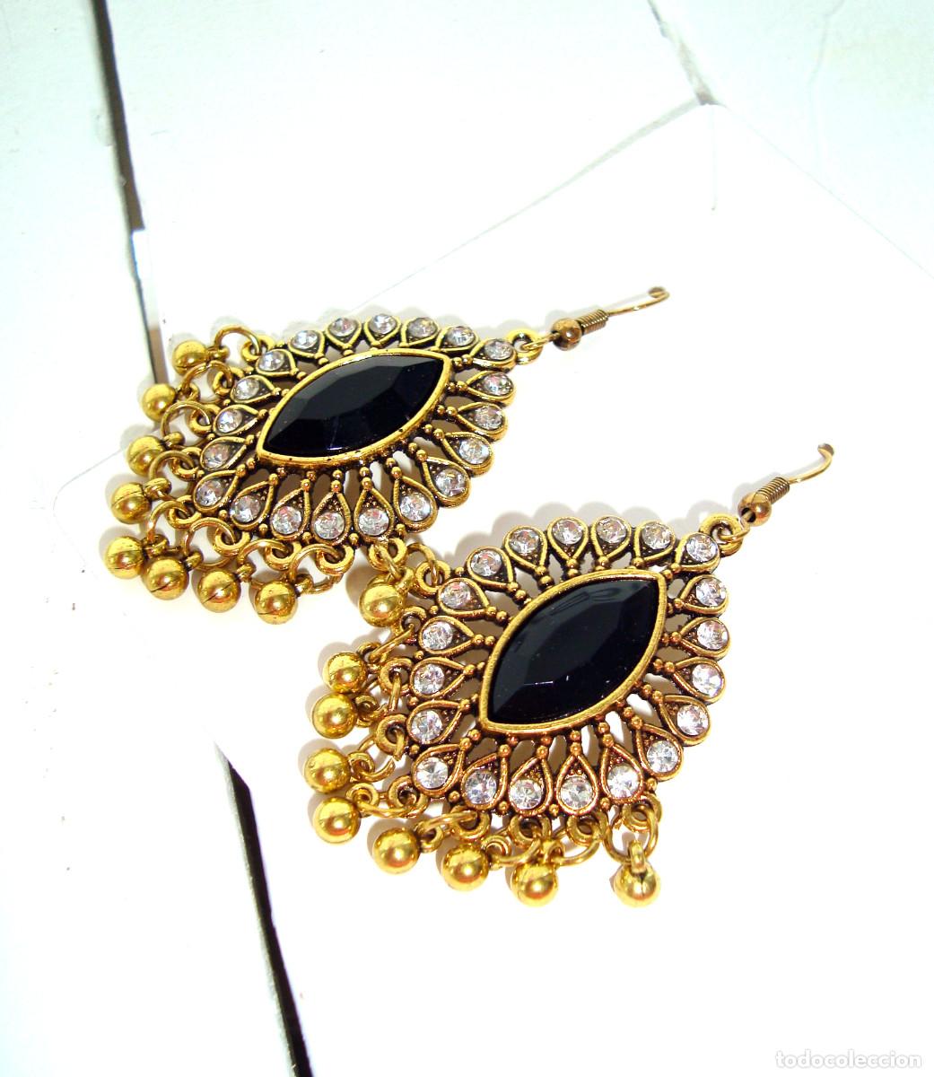 Joyeria: Pendientes largos color oro con strass, Nuevos - Foto 3