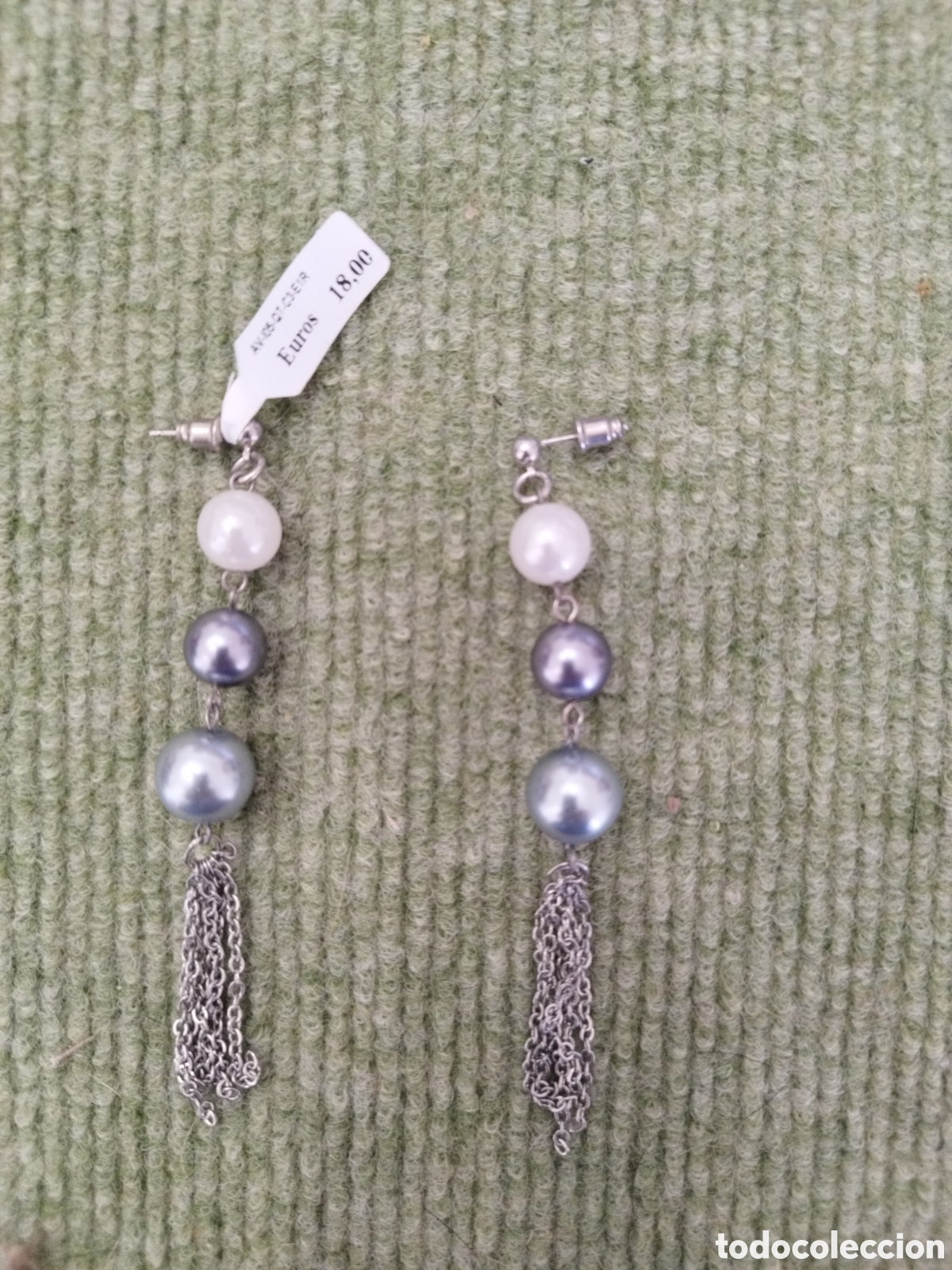 Joyeria: Pendientes tres perlas blancas y grises plateado - Foto 1