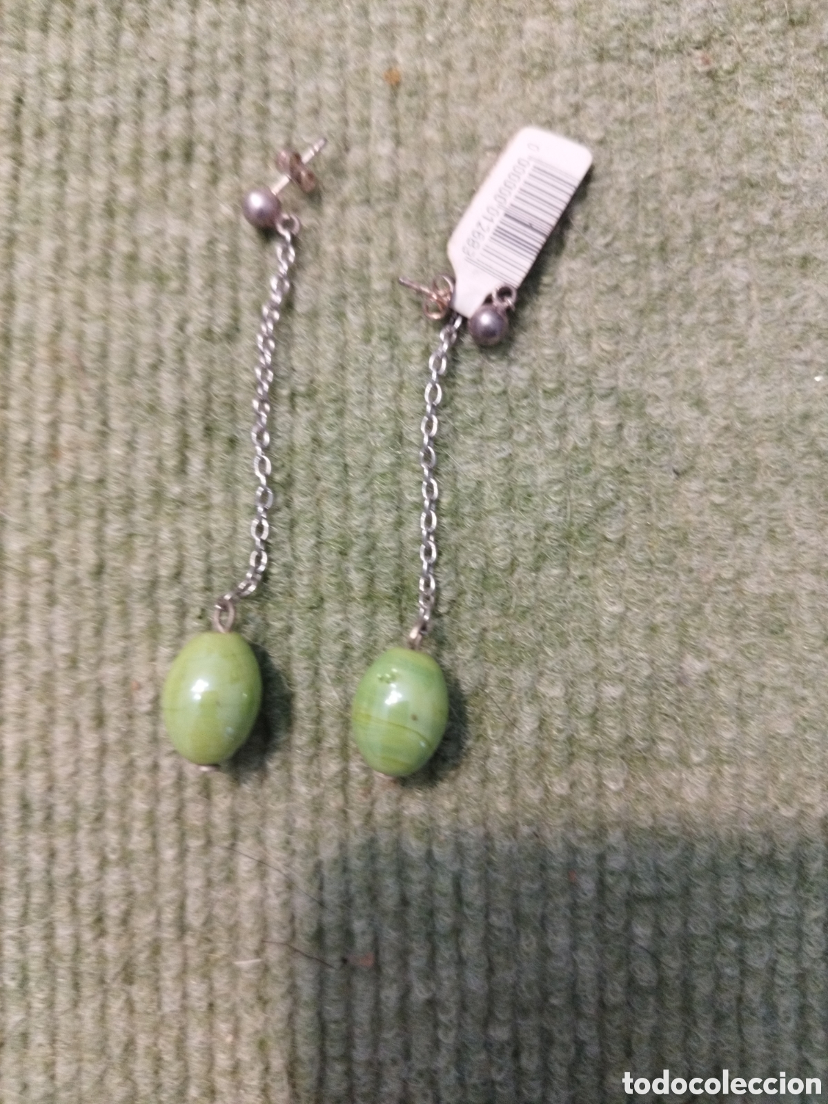 Joyeria: Pendientes cadenita cuenta verde - Foto 1