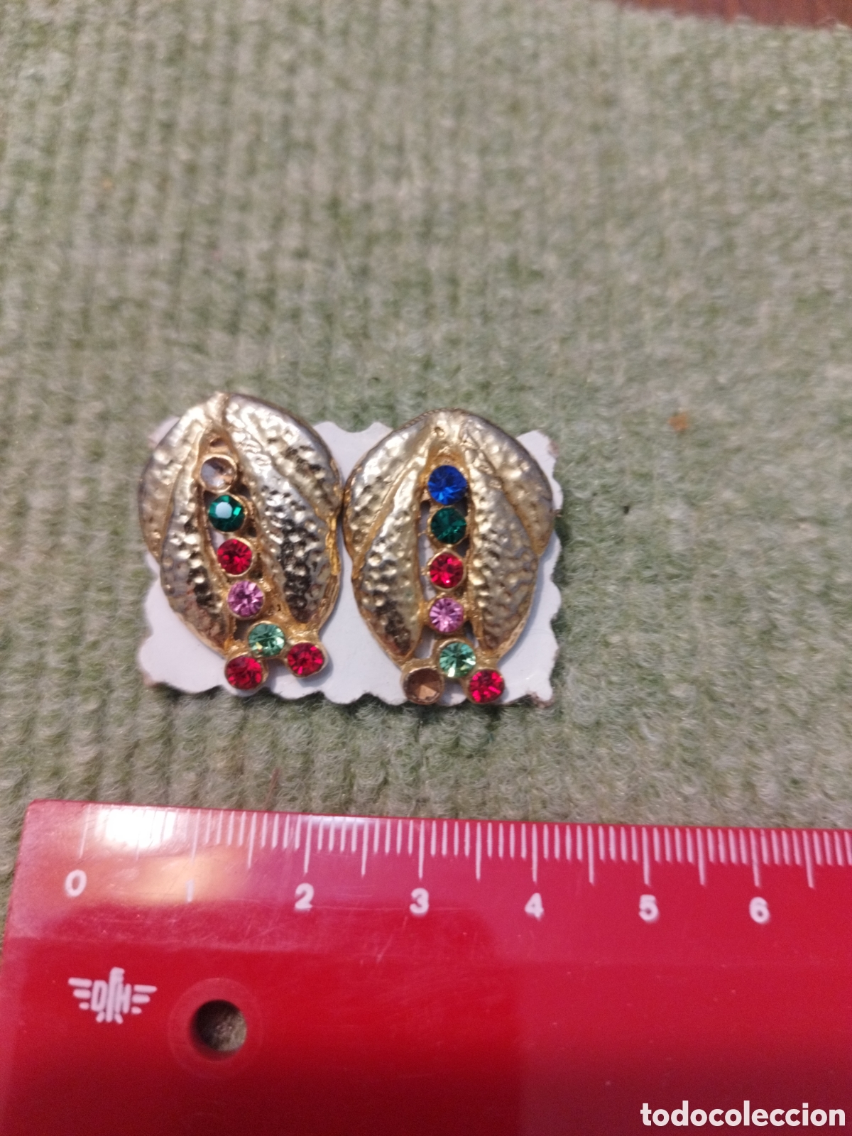 Joyeria: Pendientes vintage bot&oacute;n dorados - Foto 1