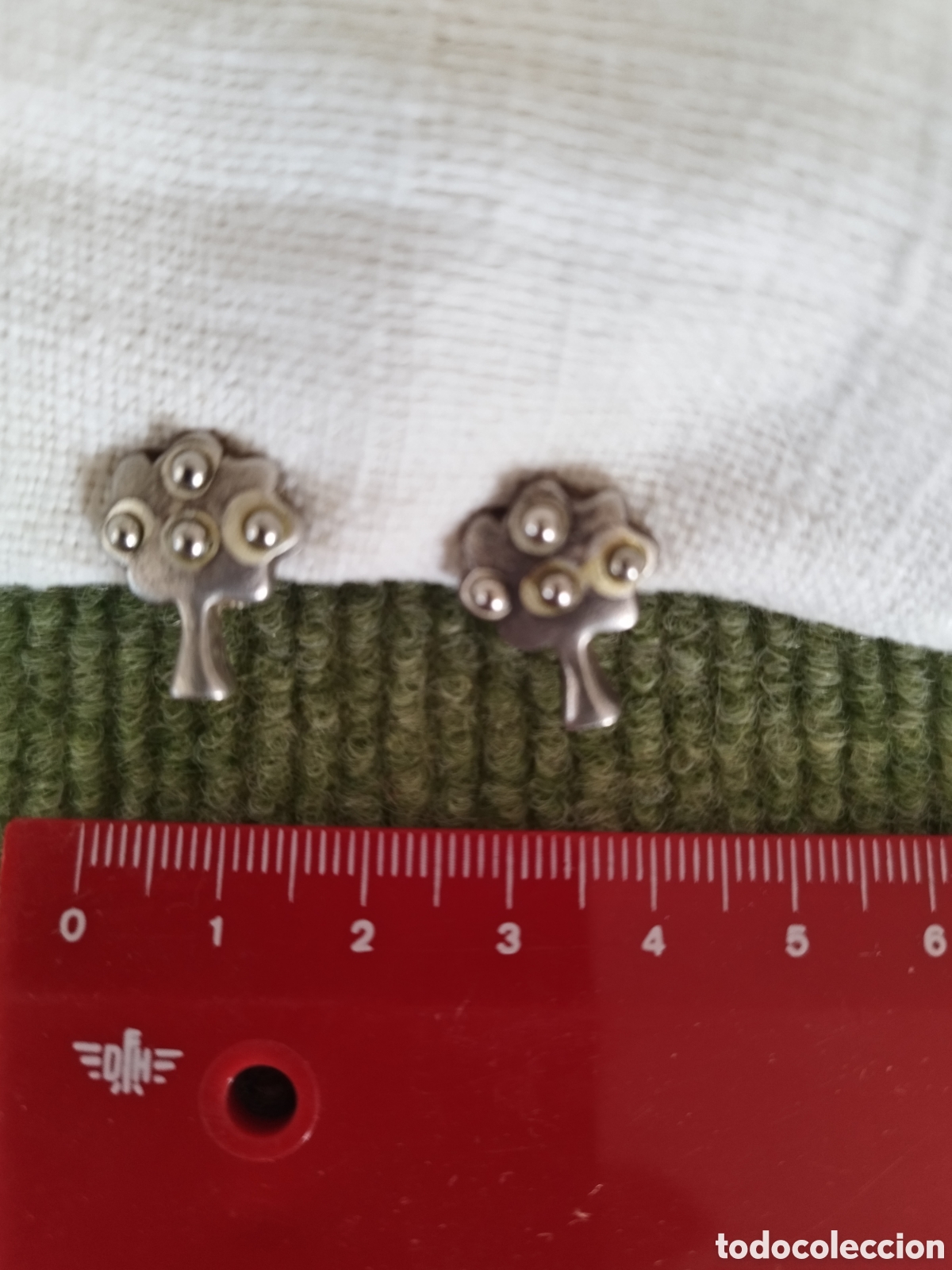 Joyeria: Pendientes bot&oacute;n arbolitos plateados - Foto 1