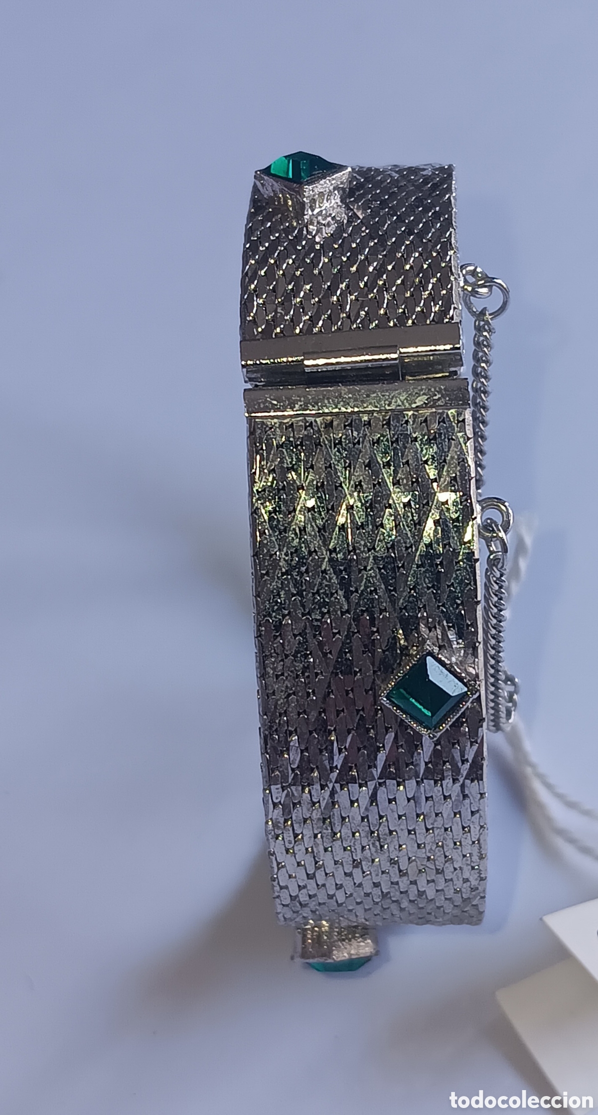 Joyeria: Pulsera plateada con piedras verdes. - Foto 2