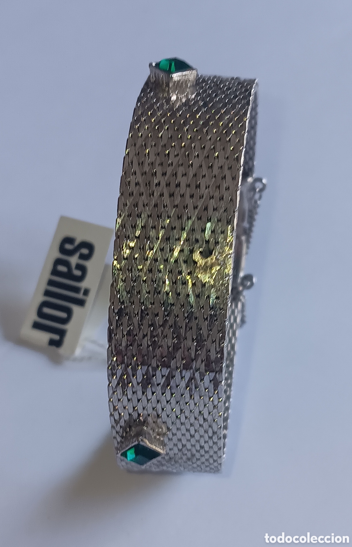 Joyeria: Pulsera plateada con piedras verdes. - Foto 3
