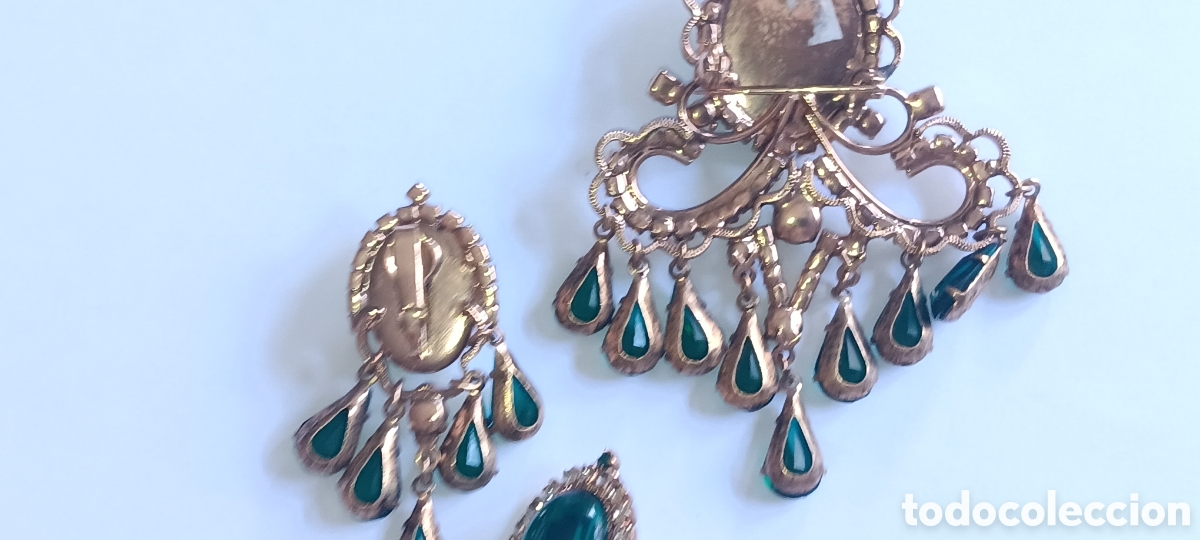 Joyeria: Conjunto de broche y pendientes a&ntilde;os 50 - Foto 4