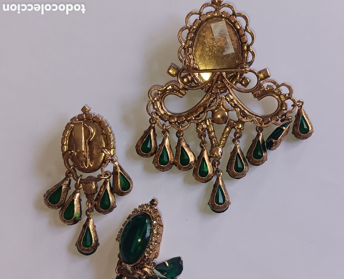 Joyeria: Conjunto de broche y pendientes a&ntilde;os 50 - Foto 5