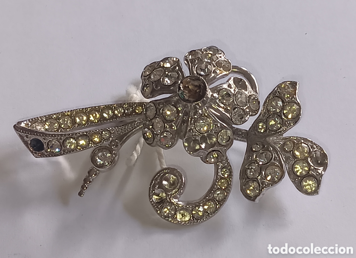 Joyeria: Broche a&ntilde;os 50 . Flor de circonitas. - Foto 1