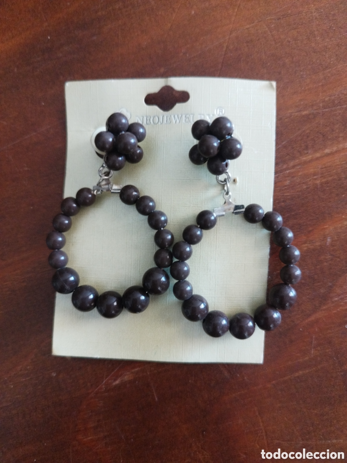 Joyeria: Pendientes viatage aros bolas marr&oacute;n - Foto 1