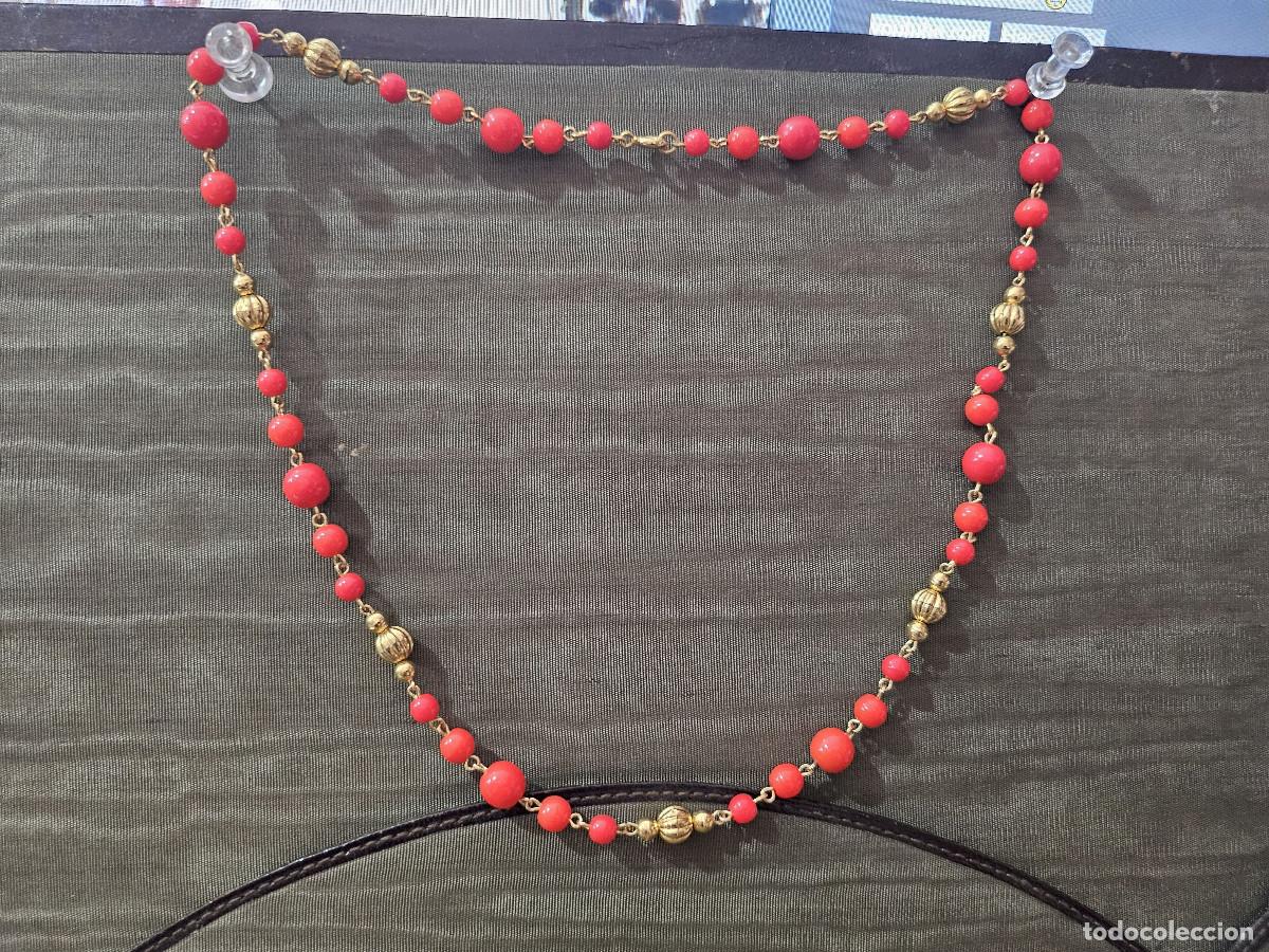 Joyeria: collar de bolas roja y dorado - Foto 1