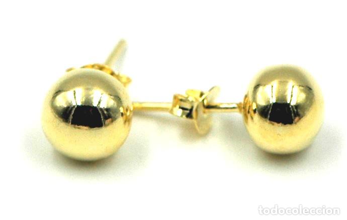 Joyeria: Pendientes bola Plata Ley dorada, 6mm - Foto 2