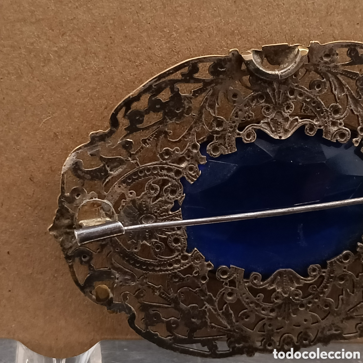 Joyeria: Broche antiguo con gran cristal azul. - Foto 5