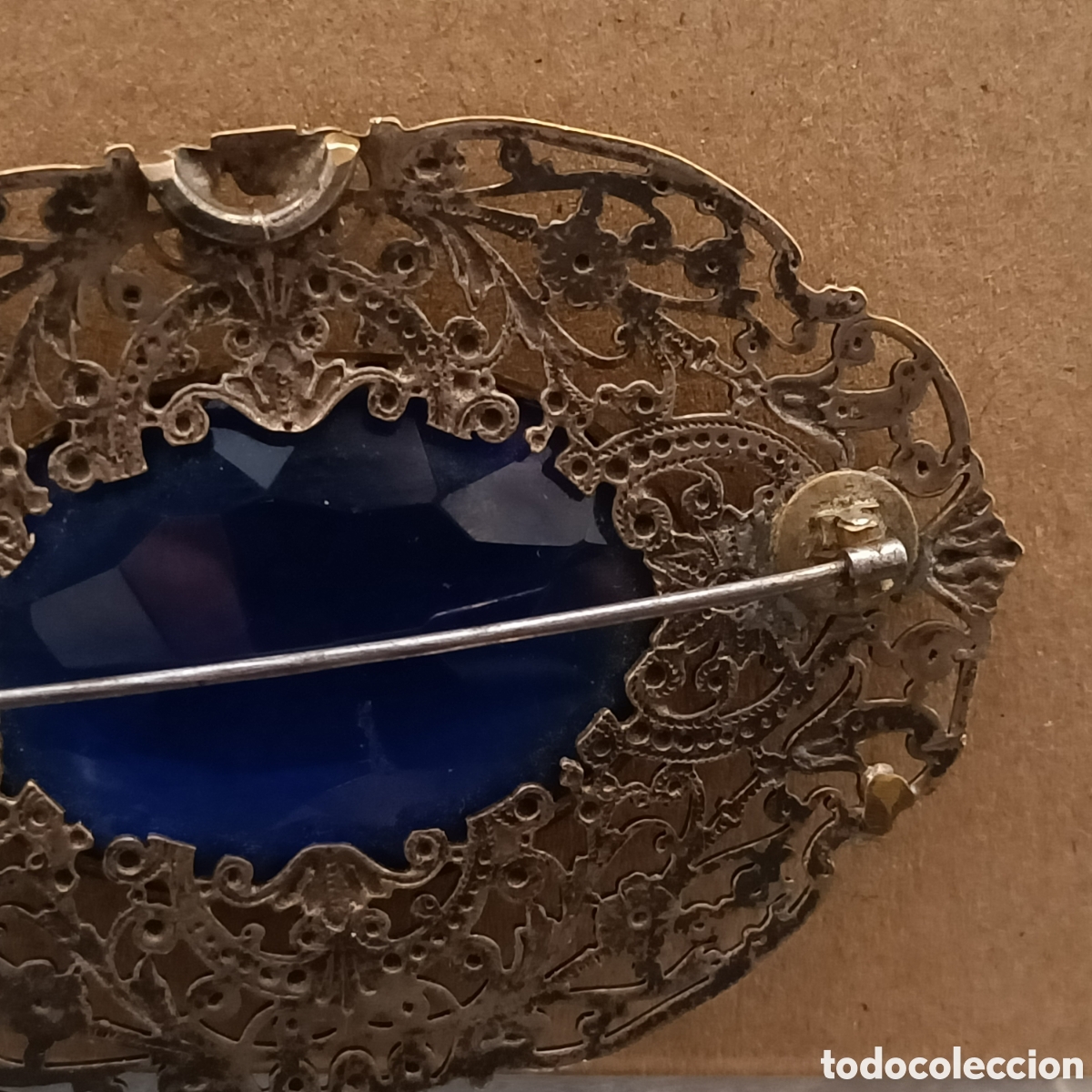 Joyeria: Broche antiguo con gran cristal azul. - Foto 6