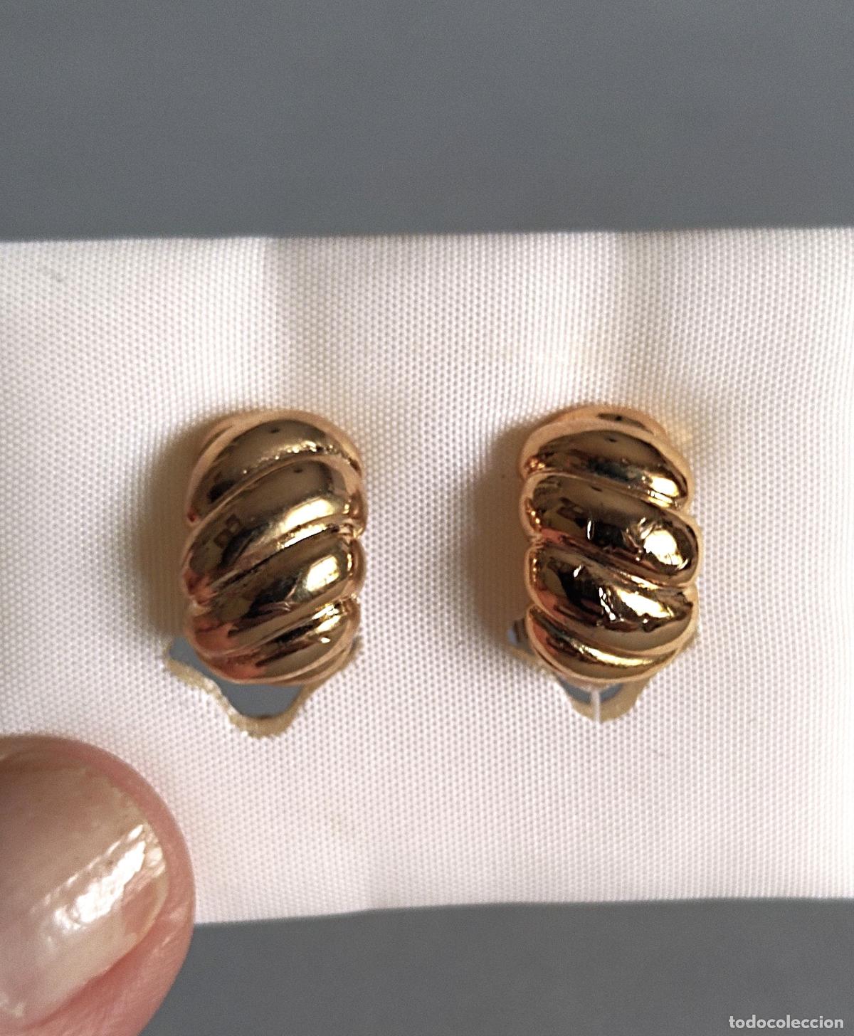 Joyeria: Pendientes dorados, cierre de clip. - Foto 3