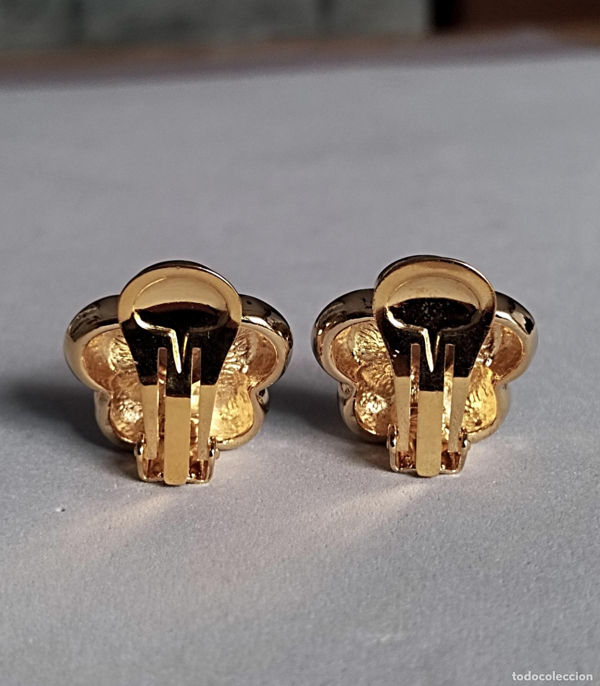 Joyeria: Pendientes dorados con cristal, cierre de clip. - Foto 4
