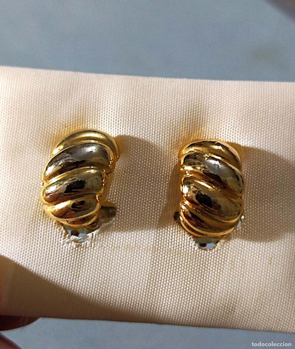 Joyeria: Pendientes dorados, cierre de clip. - Foto 2