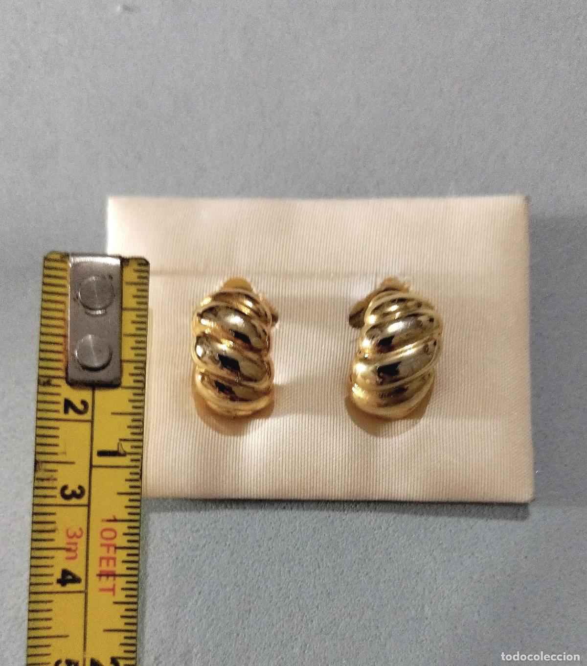 Joyeria: Pendientes dorados, cierre de clip. - Foto 4