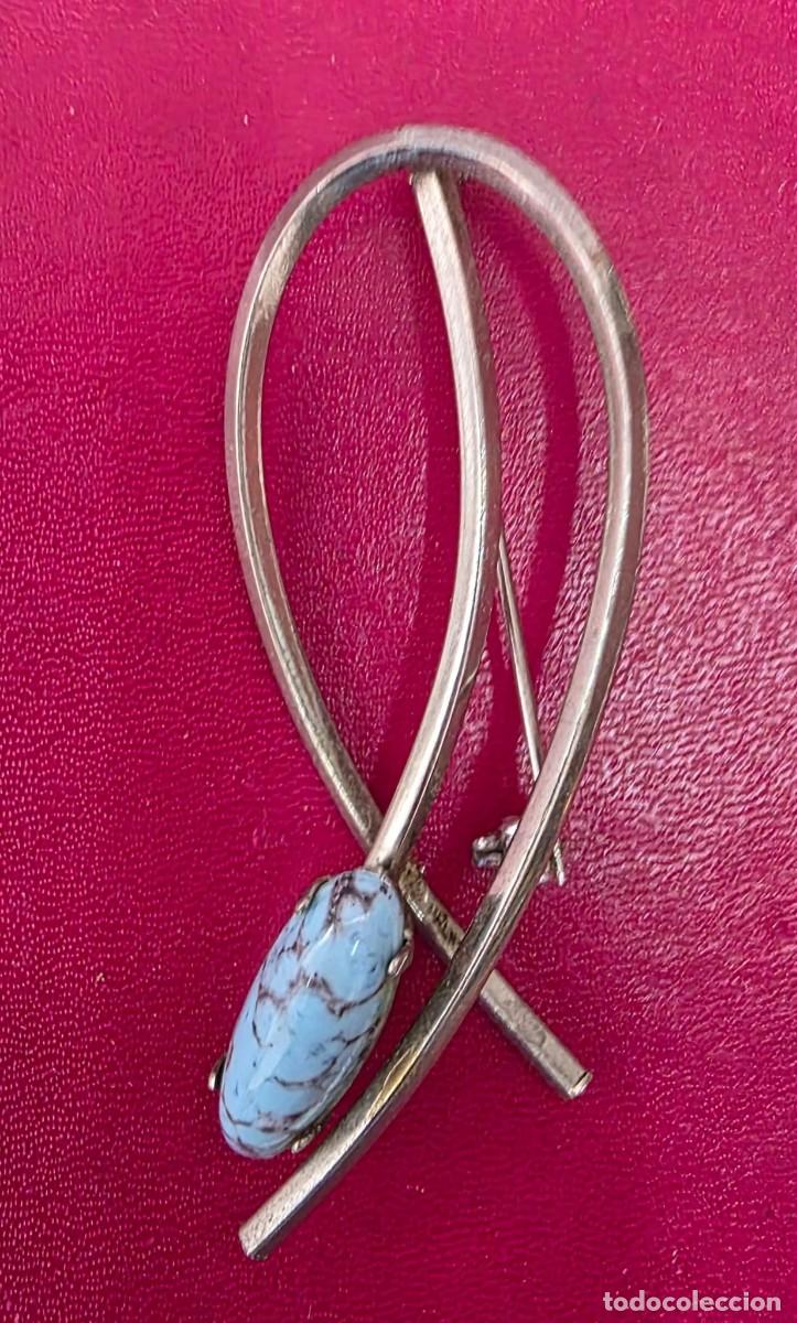 Joyeria: Broche plateado con piedra azul turquesa - Foto 2
