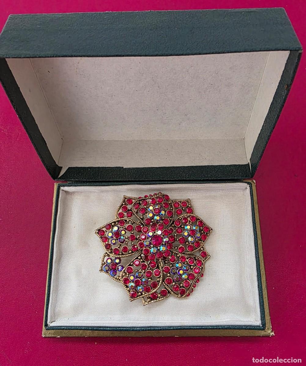 Joyeria: Broche &ldquo;Rubí-flor&rdquo; strass rojo (6,5 &times; 5,5 cm) - Foto 1