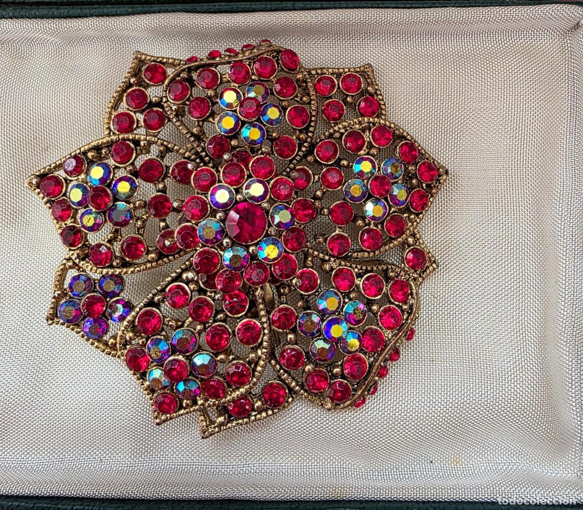 Joyeria: Broche &ldquo;Rubí-flor&rdquo; strass rojo (6,5 &times; 5,5 cm) - Foto 2