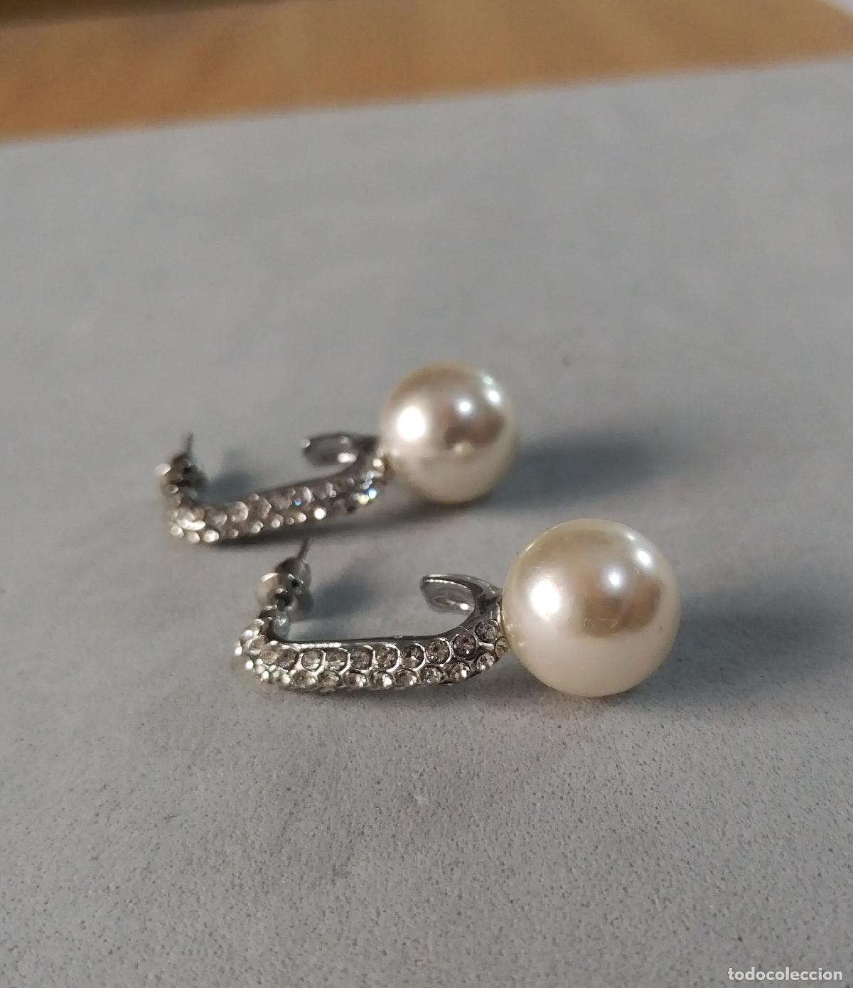 Joyeria: Pendientes plateados con perla, bisuter&iacute;a . - Foto 2