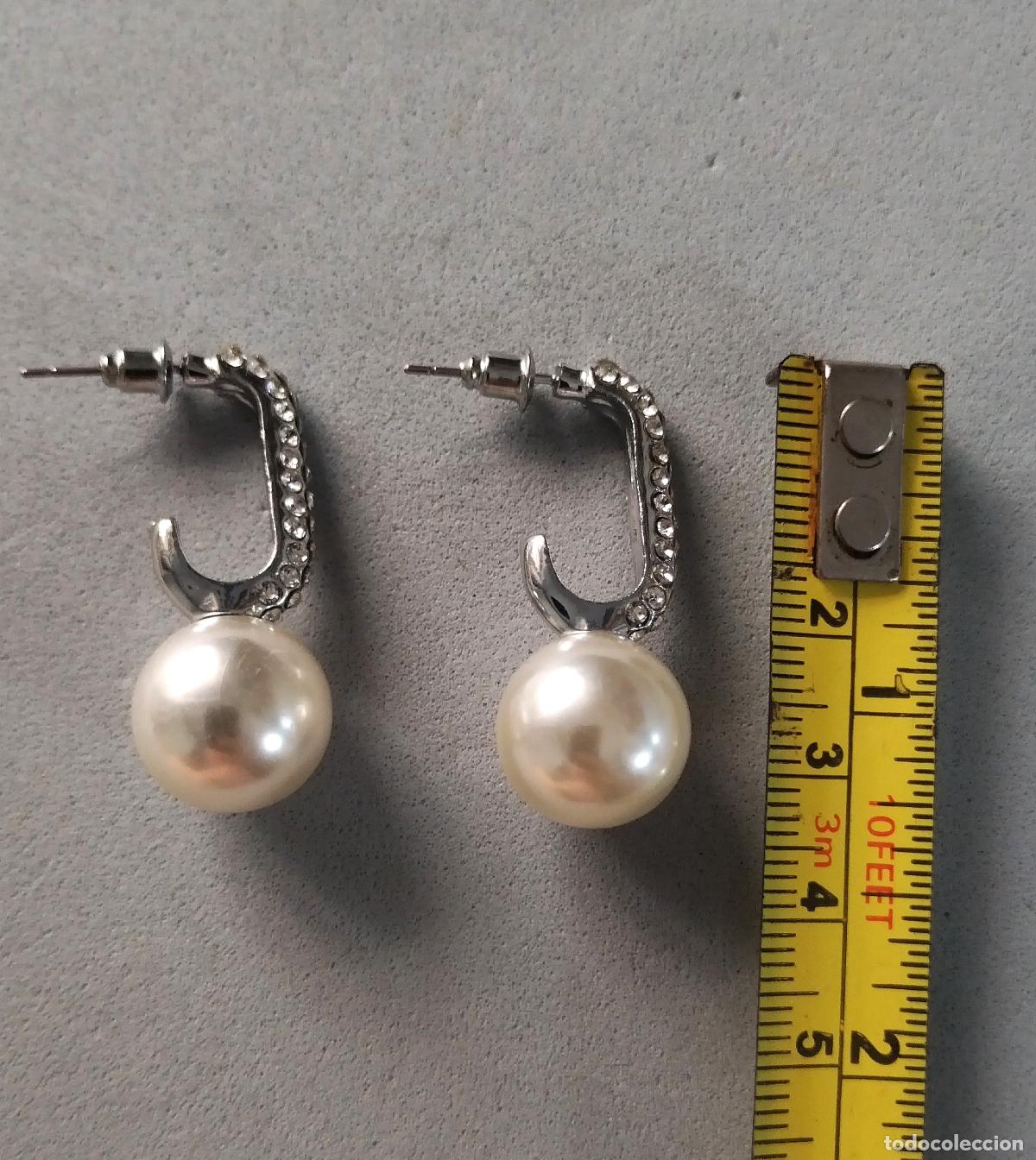 Joyeria: Pendientes plateados con perla, bisuter&iacute;a . - Foto 3