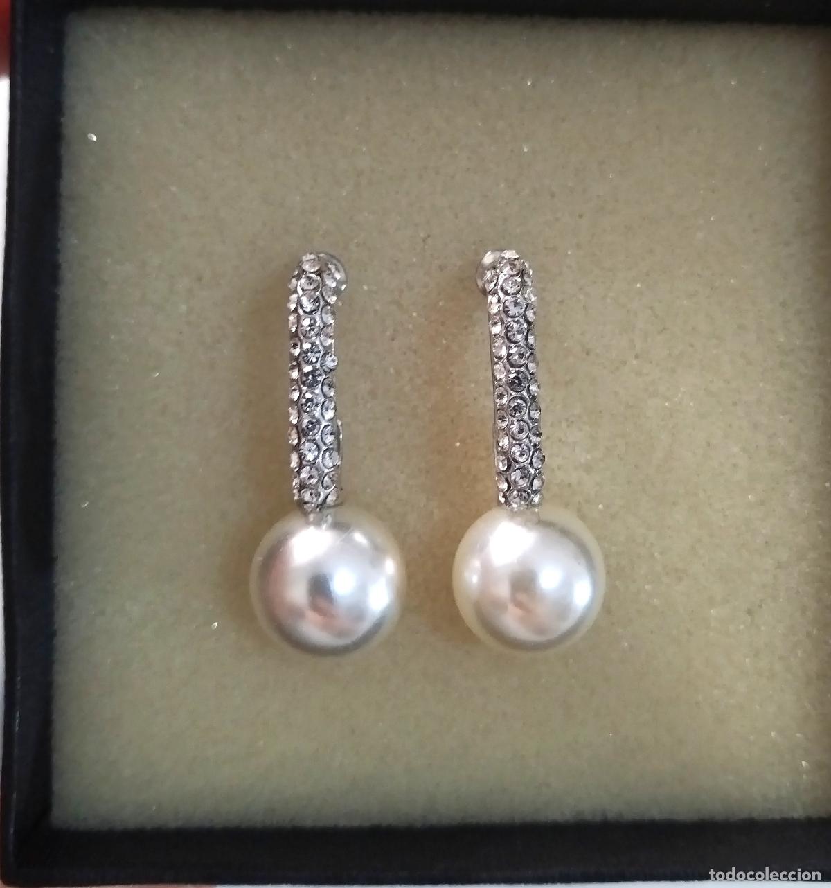 Joyeria: Pendientes plateados con perla, bisuter&iacute;a . - Foto 4