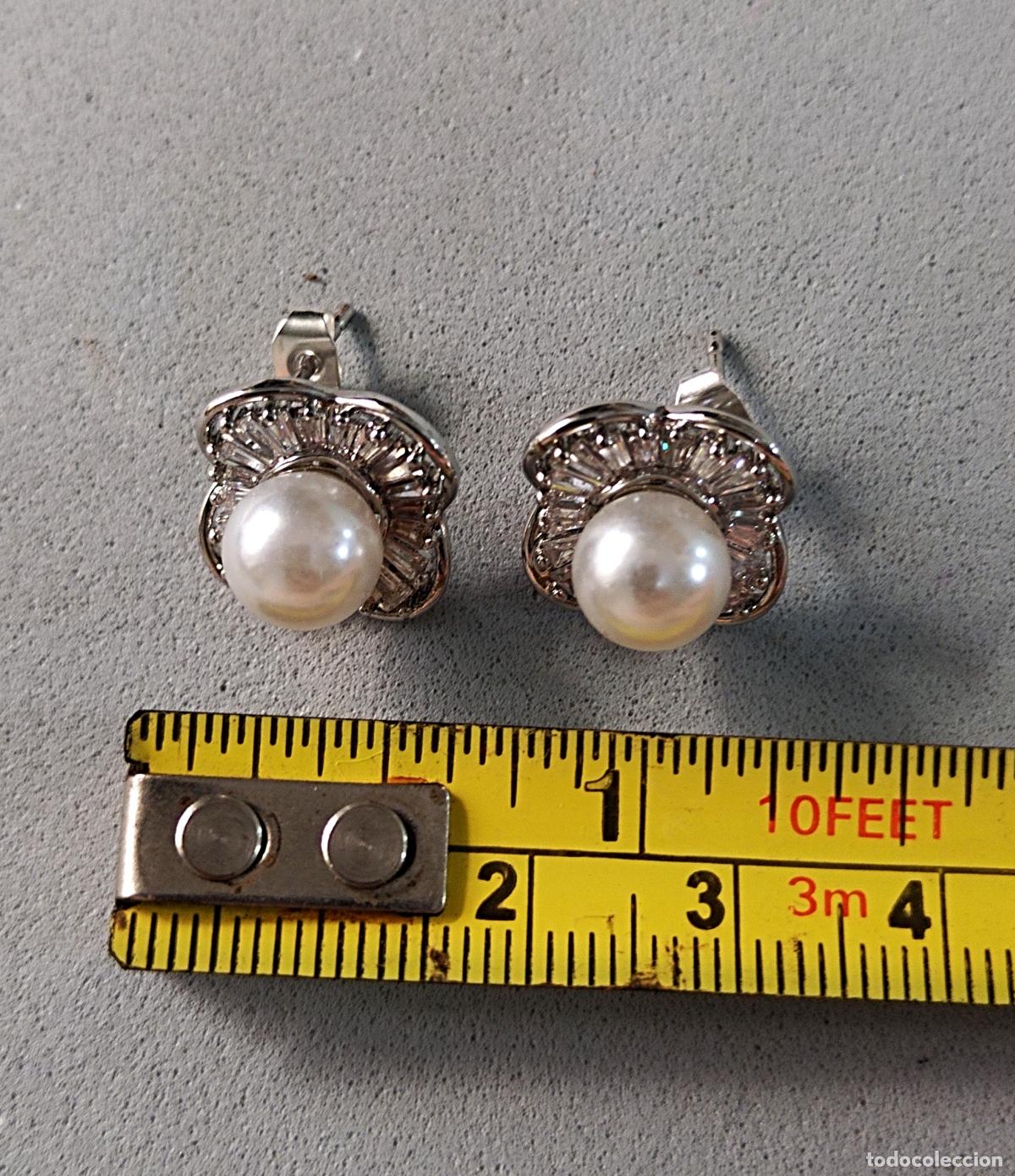 Joyeria: Pendientes plateados con perla, bisuter&iacute;a. - Foto 3