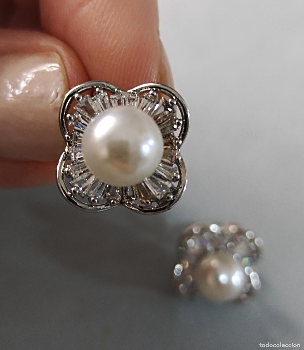 Joyeria: Pendientes plateados con perla, bisuter&iacute;a. - Foto 4