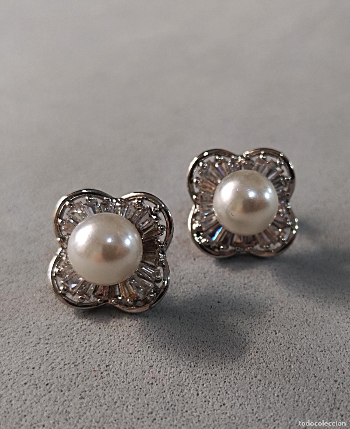 Joyeria: Pendientes plateados con perla, bisuter&iacute;a. - Foto 5