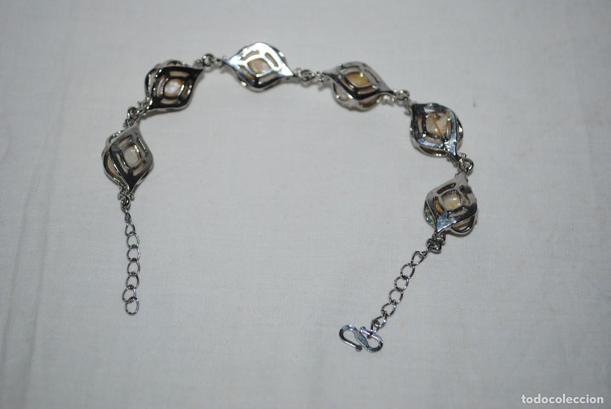 Joyeria: PULSERA PLATEADA CON PERLAS Y BRILLANTITOS . - Foto 2