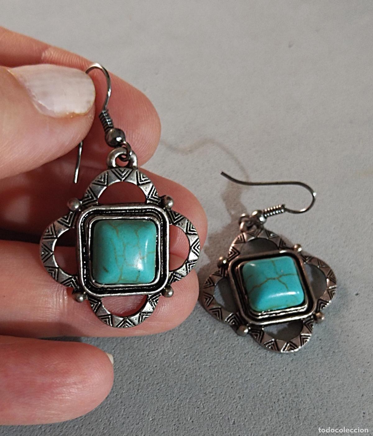 Joyeria: Pendientes plateados con piedra azul. - Foto 2