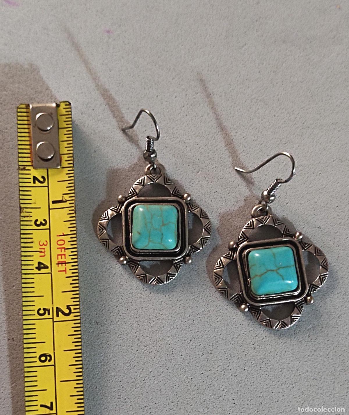 Joyeria: Pendientes plateados con piedra azul. - Foto 3