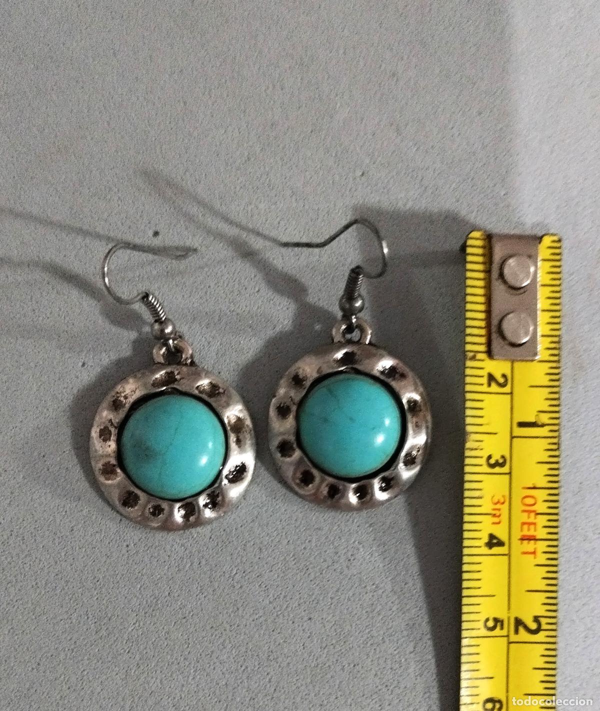 Joyeria: Pendientes plateados con piedra azul. - Foto 2