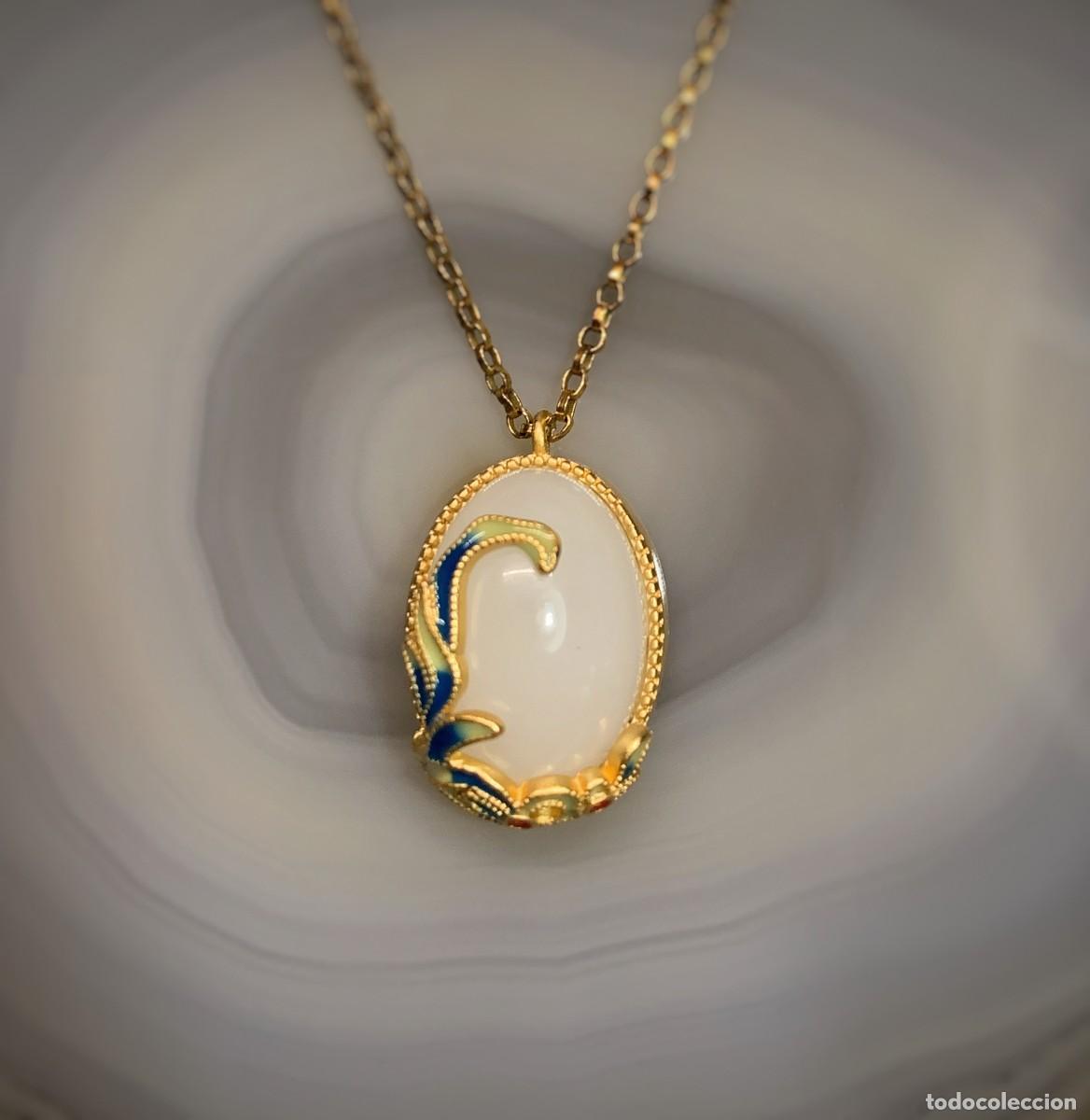 Joyeria: Colgante jade blanco chapado en oro - Foto 1