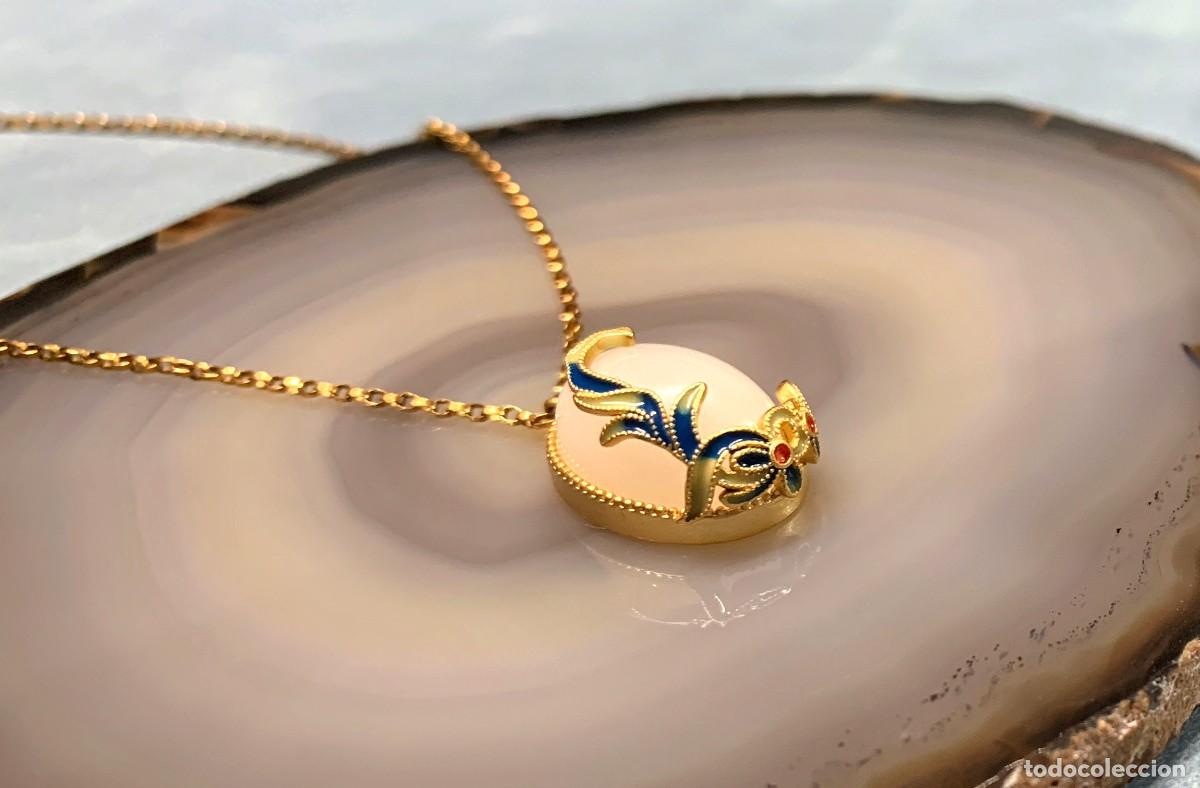 Joyeria: Colgante jade blanco chapado en oro - Foto 2