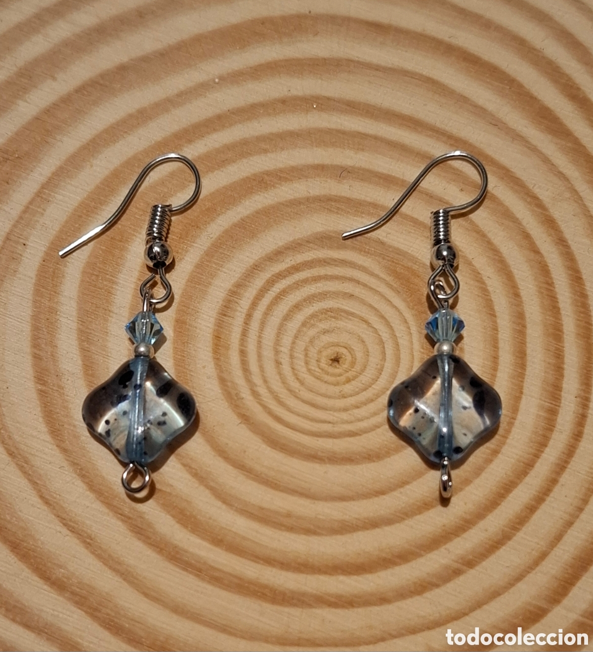 Joyeria: Pendientes bicolor azul y plateado - Foto 2