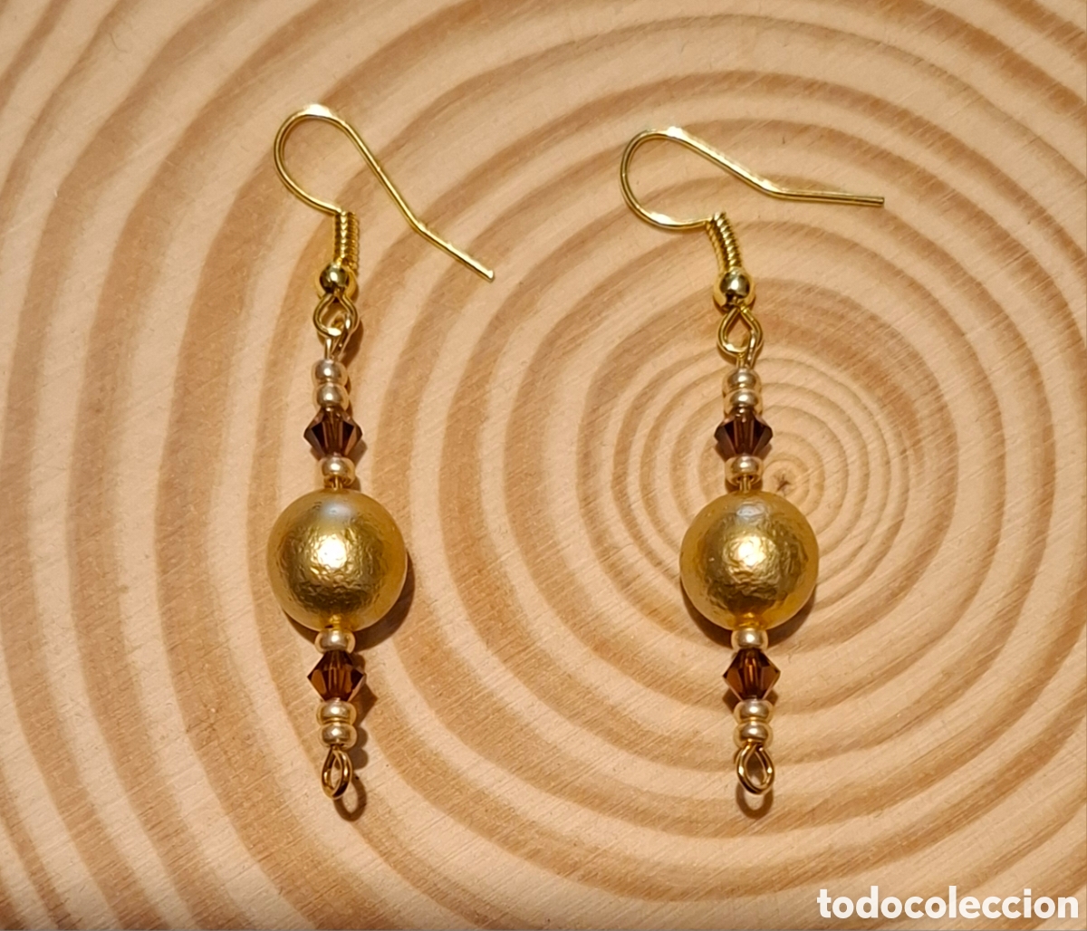 Joyeria: Pendientes en tonos dorado y marr&oacute;n - Foto 2