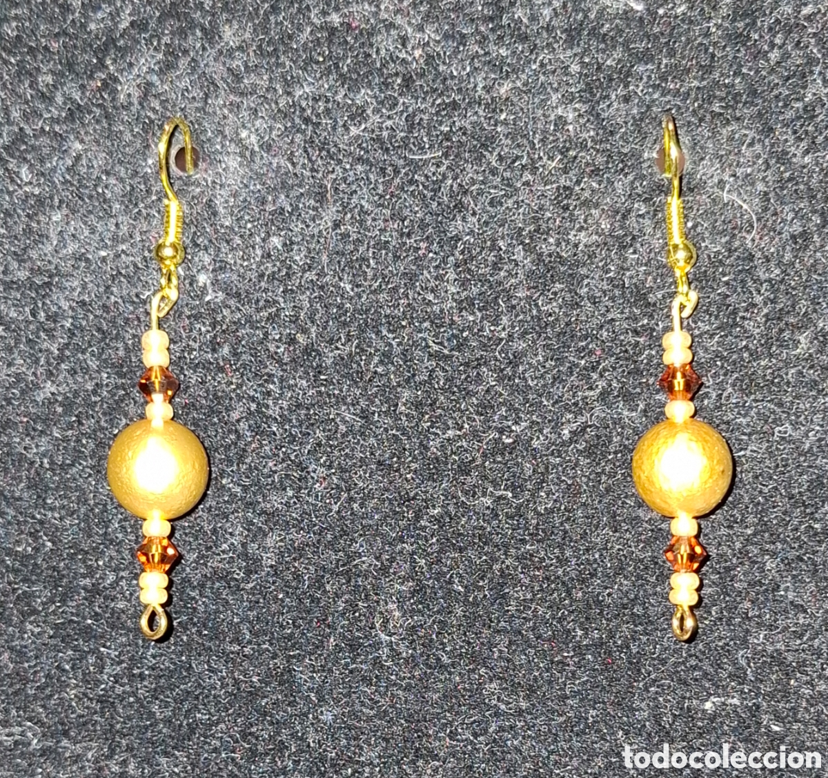 Joyeria: Pendientes en tonos dorado y marr&oacute;n - Foto 3
