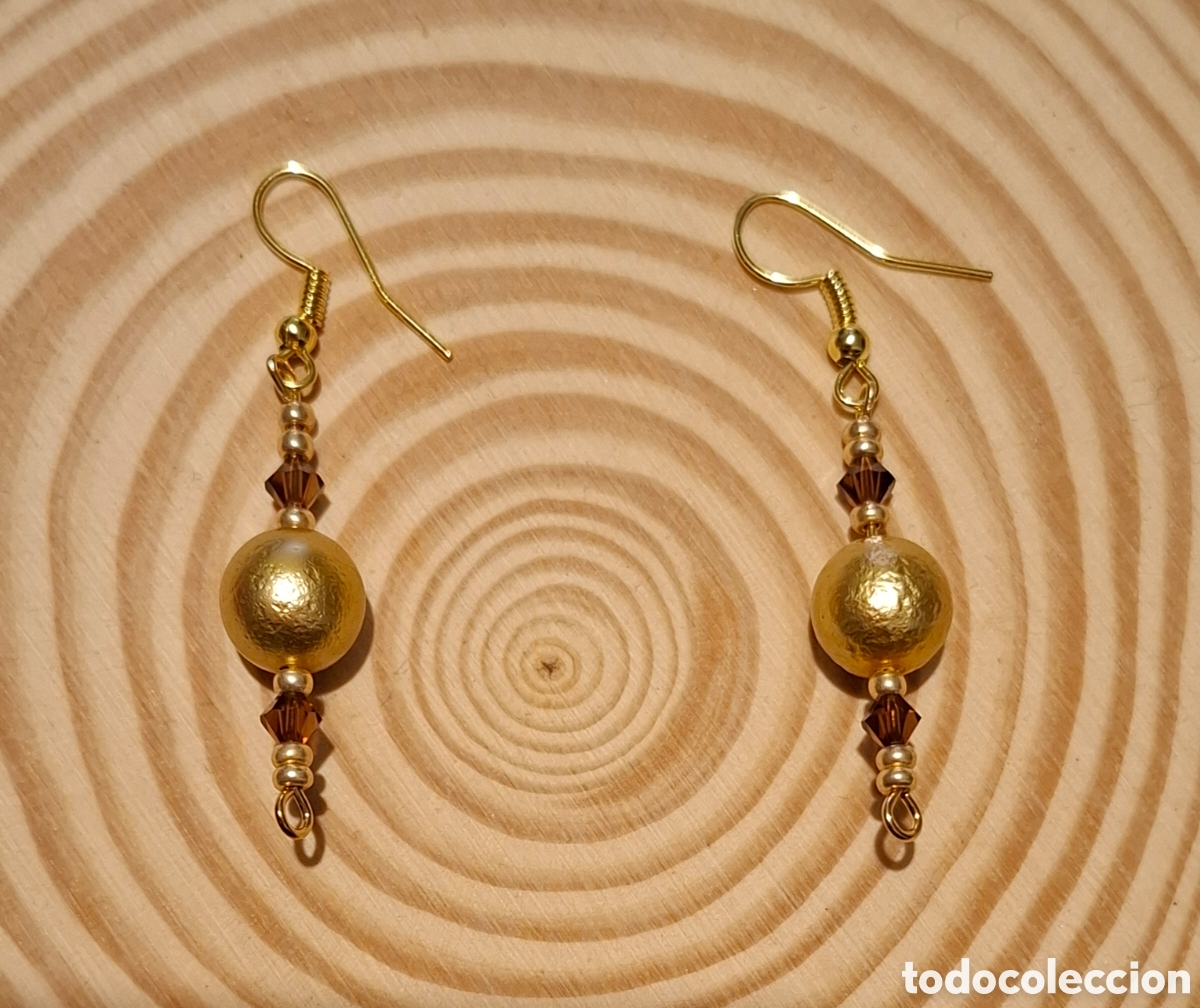 Joyeria: Pendientes en tonos dorado y marr&oacute;n - Foto 1