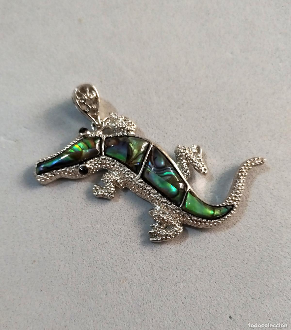 Joyeria: Colgante plateado, lagarto. - Foto 1
