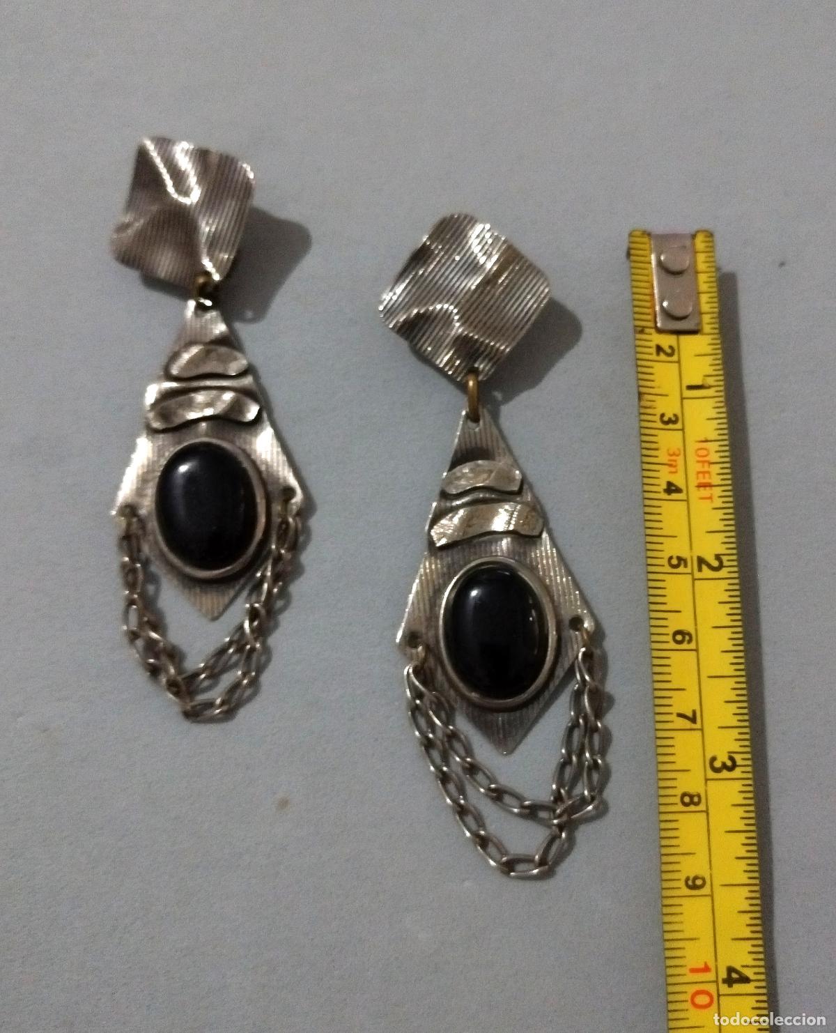 Joyeria: Antiguos pendientes plateados largos. - Foto 3