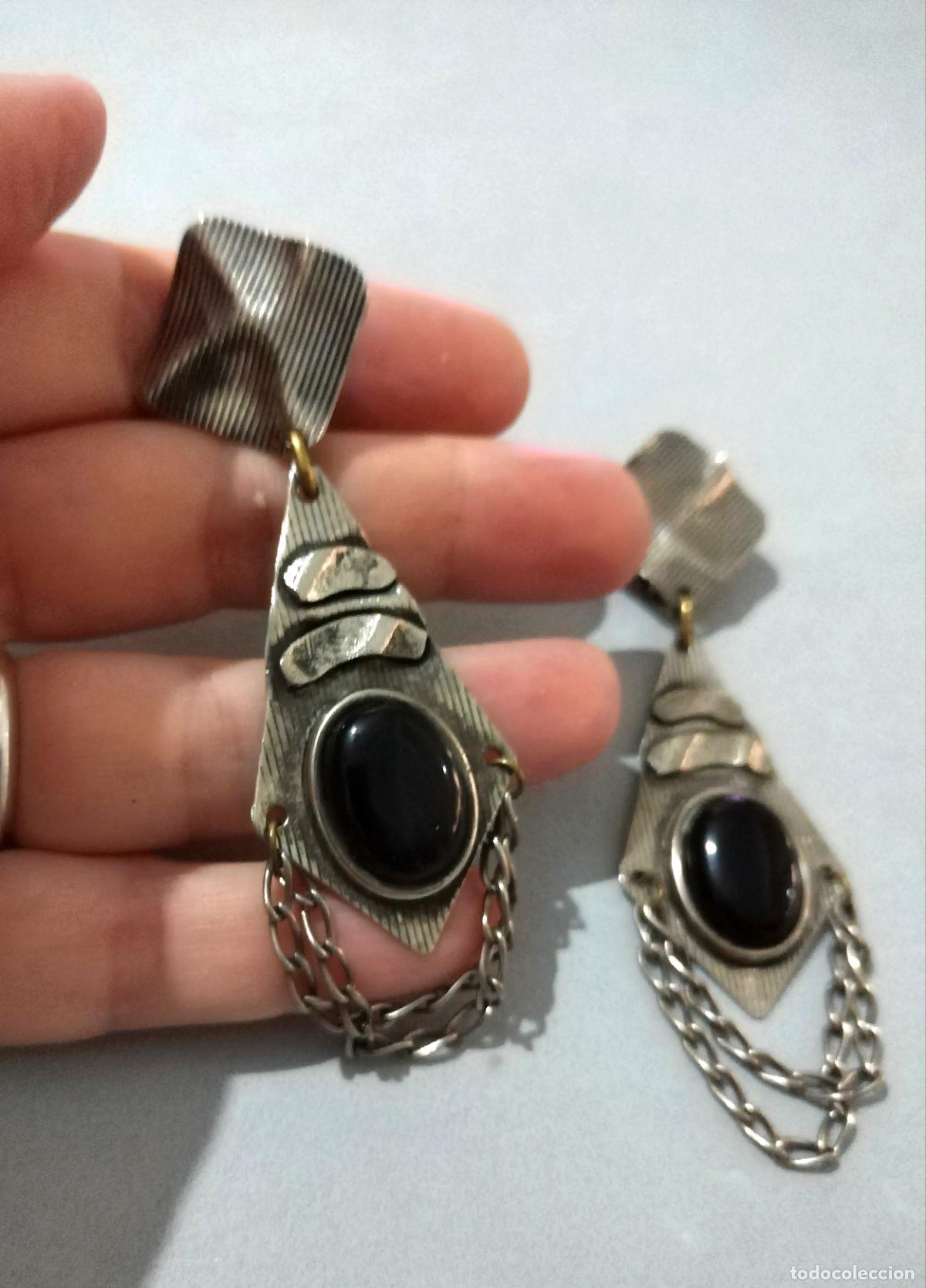 Joyeria: Antiguos pendientes plateados largos. - Foto 4