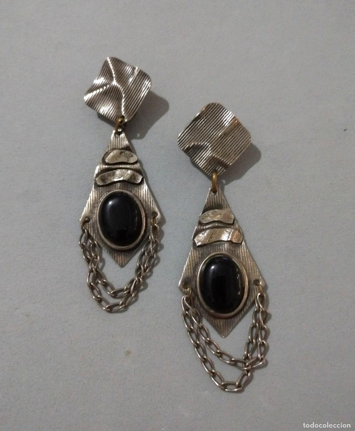 Joyeria: Antiguos pendientes plateados largos. - Foto 1