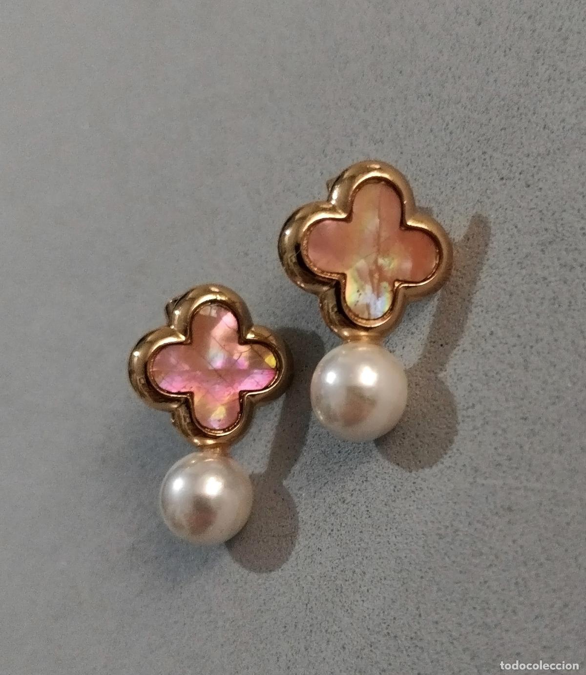 Joyeria: Pendientes dorados con perla. - Foto 2