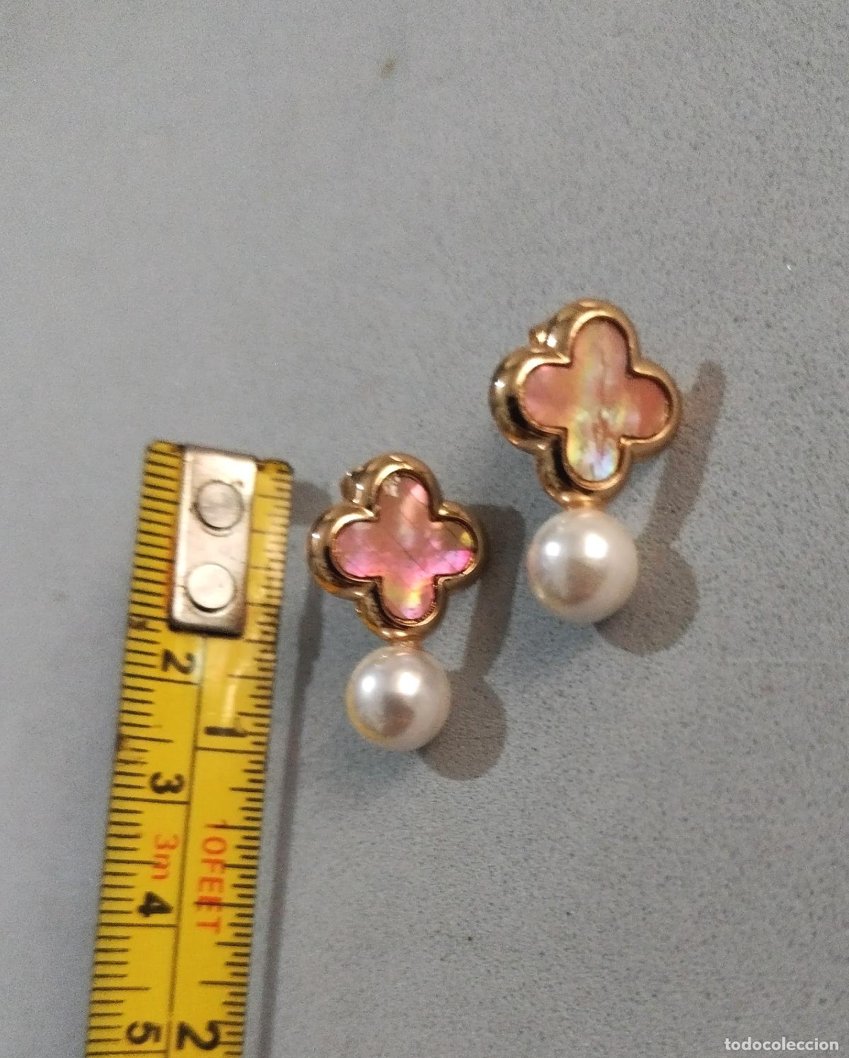 Joyeria: Pendientes dorados con perla. - Foto 3