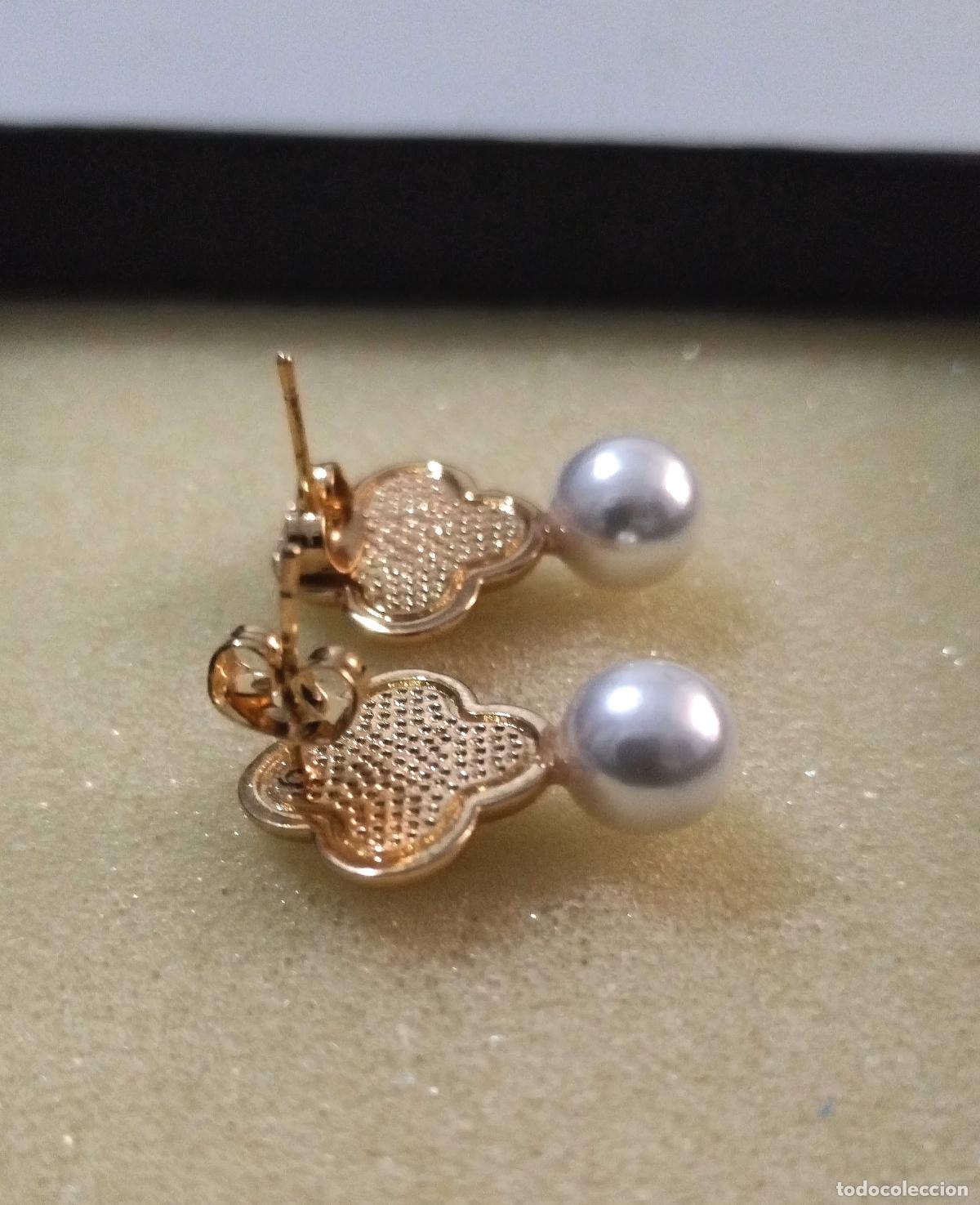 Joyeria: Pendientes dorados con perla. - Foto 4