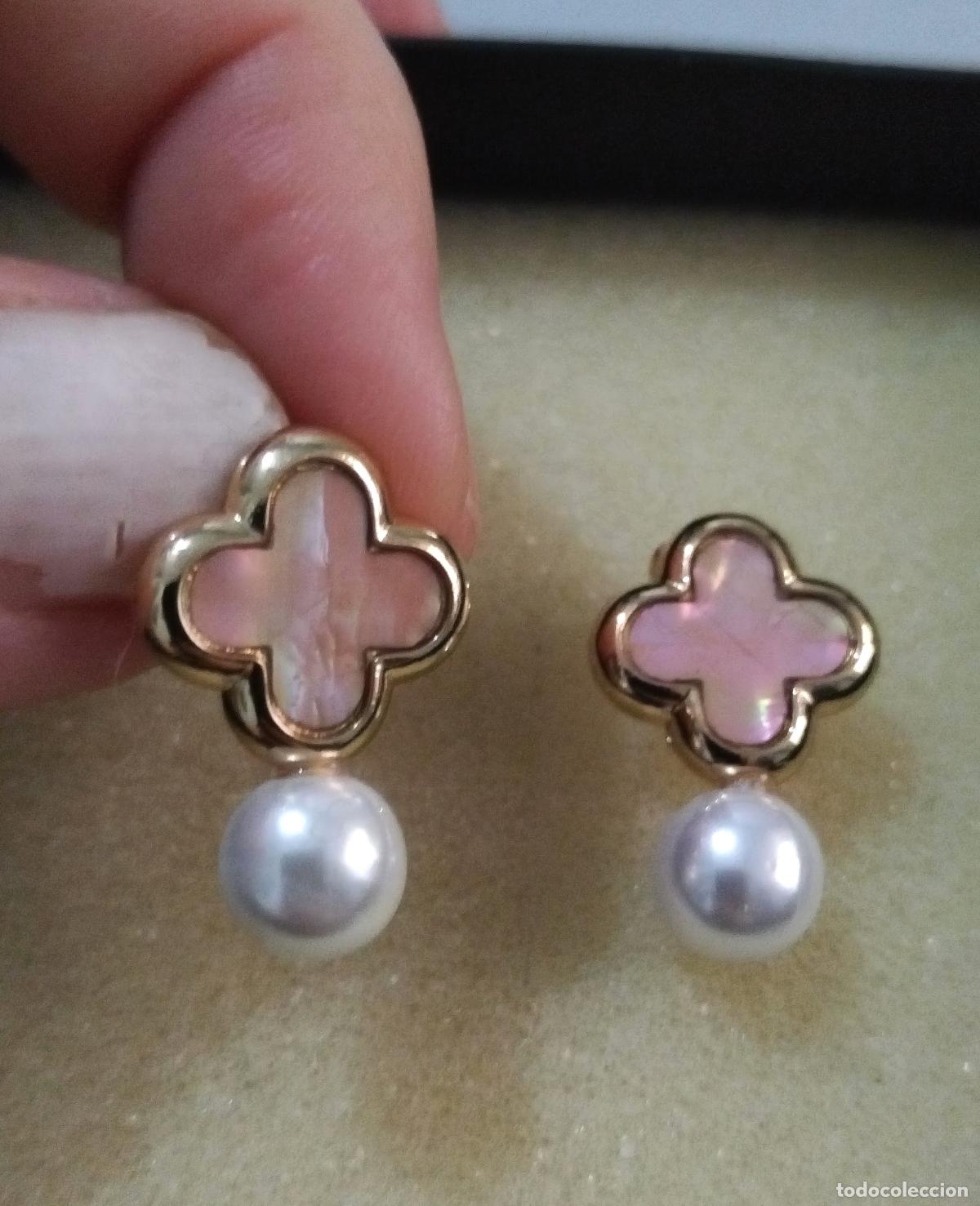 Joyeria: Pendientes dorados con perla. - Foto 5