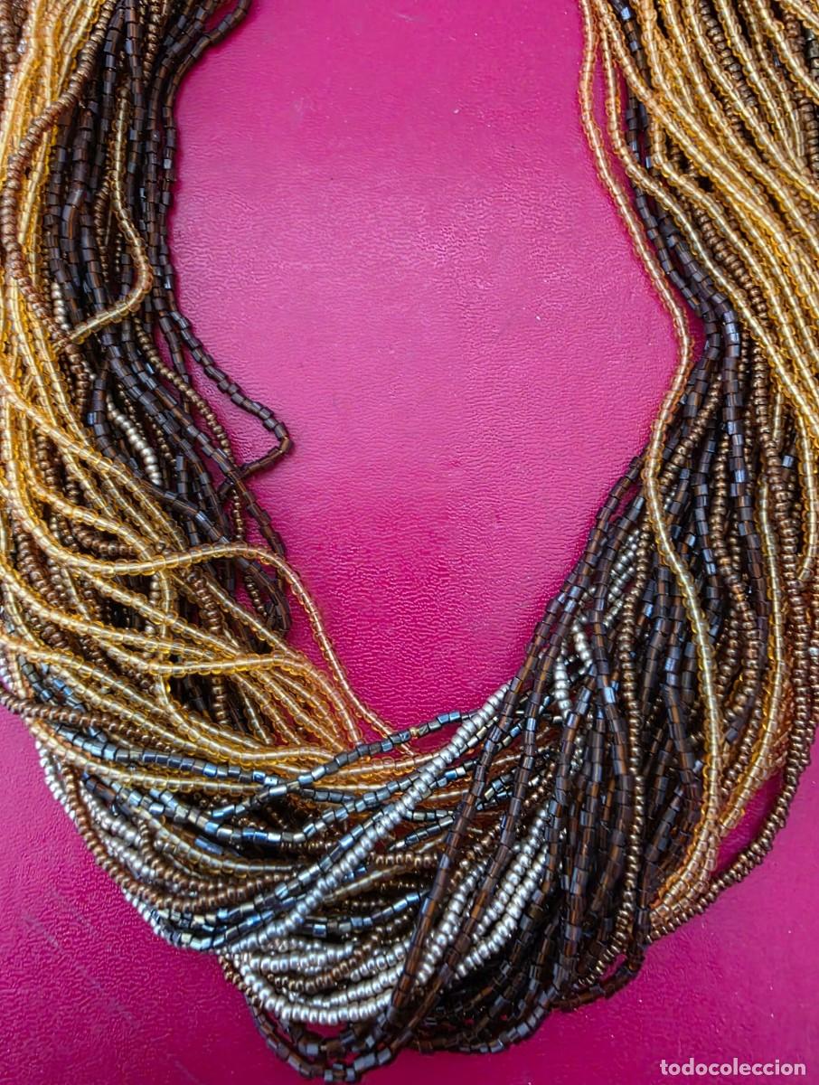 Joyeria: Collar multihilo de micro-cuentas en tonos dorado, bronce y negro &ndash; estilo &ldquo;statement&rdquo; 20CM - Foto 2