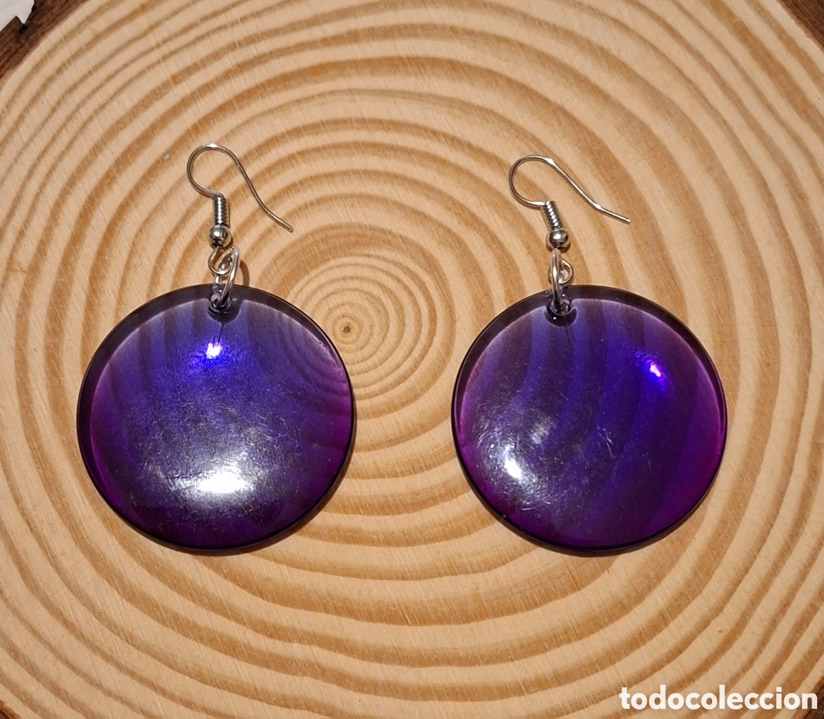 Joyeria: Pendientes redondos violetas - Foto 3